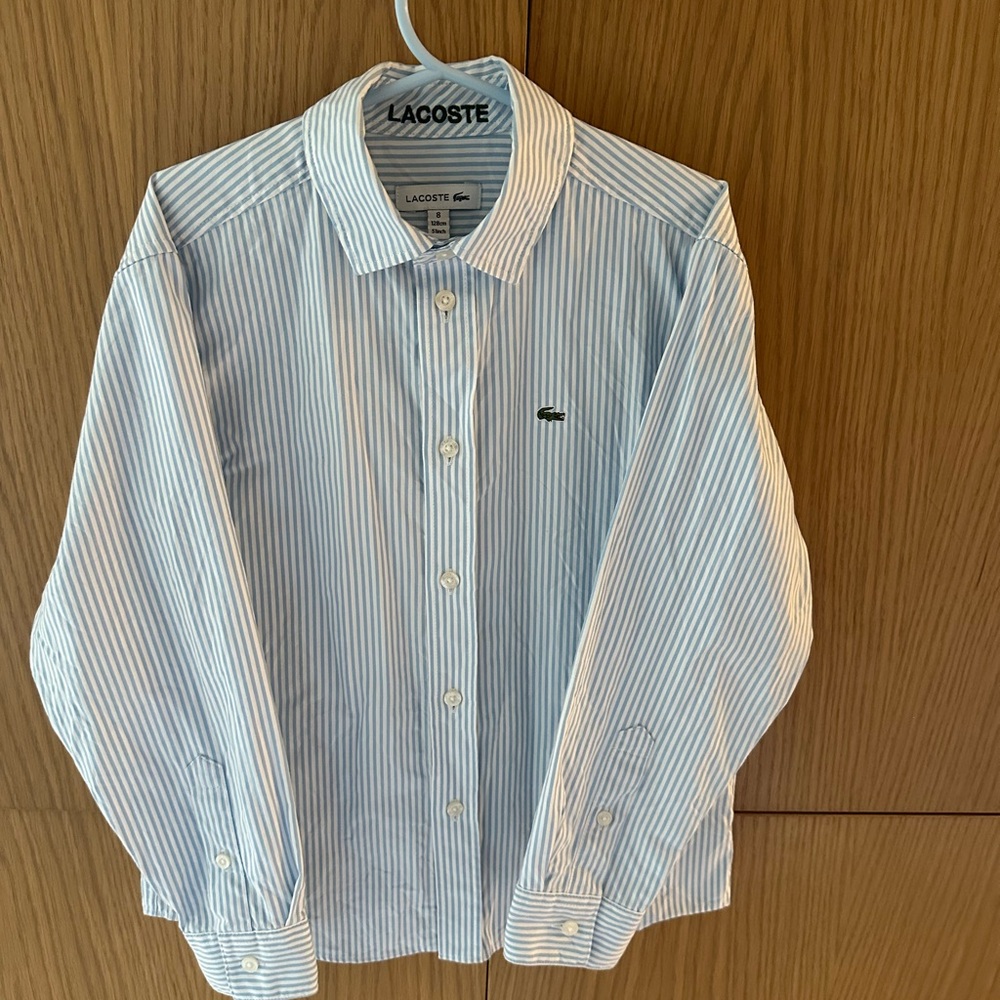 Lacoste Blue and White Button Down Shirt Classic Style